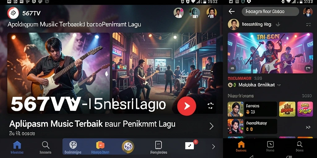 Tampilan aplikasi 567TV yang menampilkan berbagai genre musik.