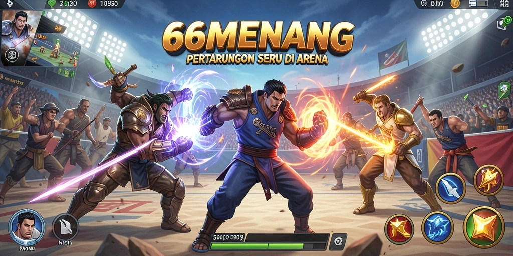 Tangkapan layar dari gameplay 66MENANG menunjukkan aksi pertarungan yang intens.