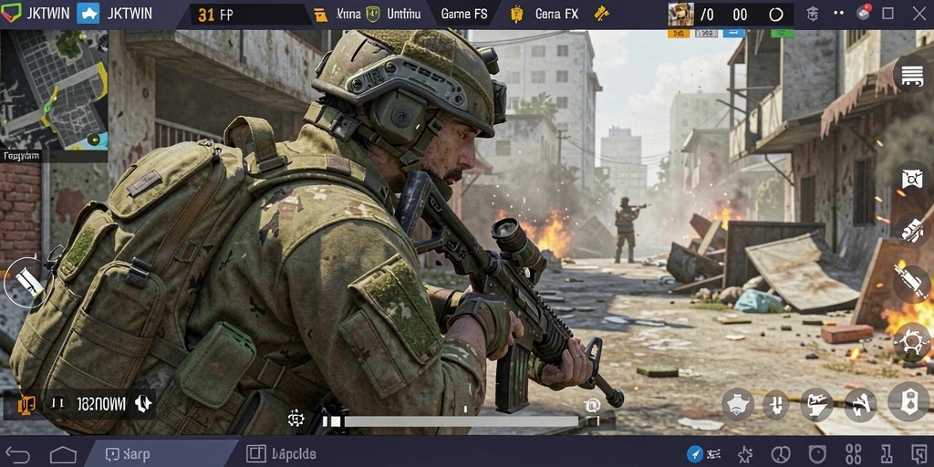 Tangkapan layar gameplay seru di JKTWIN dengan aksi tembak-menembak.