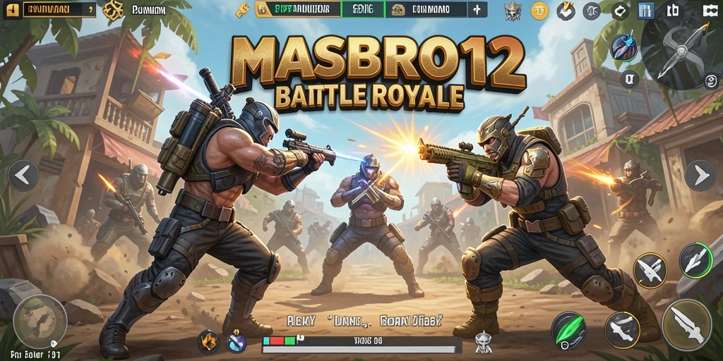 Screenshot yang menampilkan aksi seru di medan perang MASBRO12.