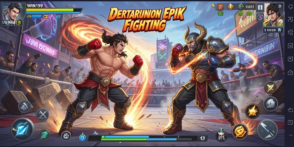 Tampilan seru dari gameplay WIN199 yang penuh aksi Fighting.